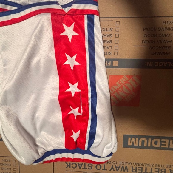 KINETIC Men's Basketball Shorts White Red Blue Stars Size Medium - Picture 7 of 10